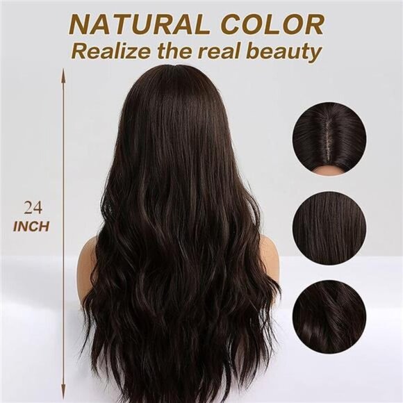 Womens Natural Synthetic Hair Heat Resistant Black Brown - Picture 4 of 6